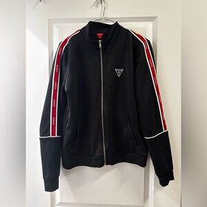 Guess Black Jacket with Red and White Stripes